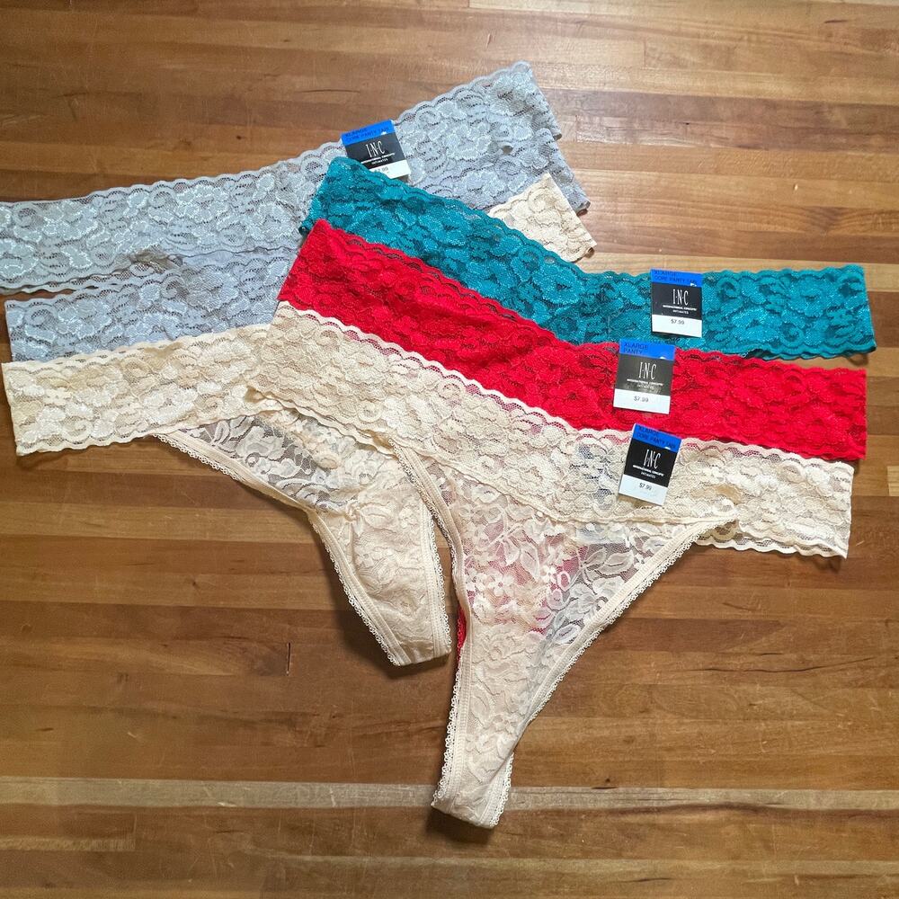 I.n.c. Lace Thong Underwear panty pack set of 6, XL
